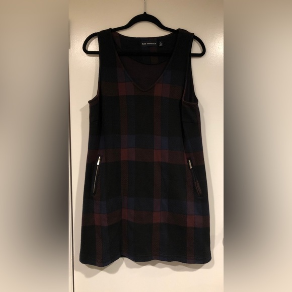 Plaid V Neck Jumper Dress in Black Combo - Picture 2 of 4
